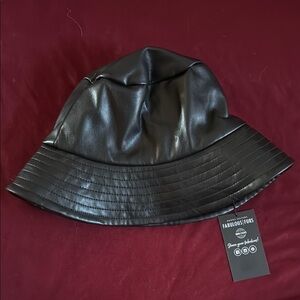 Fabulous Furs Sleek Black Leather Hat